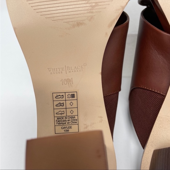 🆕 NIB White House Black Market Caylee Brown Leather Mule Peep-Toe Block Heel 10 - Picture 5 of 13